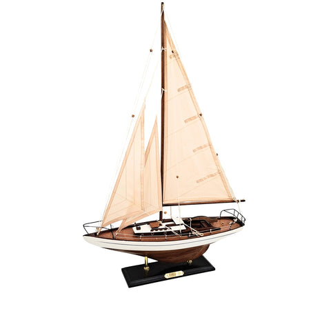 Elegantiškas burlaivio modelis 66 cm – jūrinė interjero dekoracija