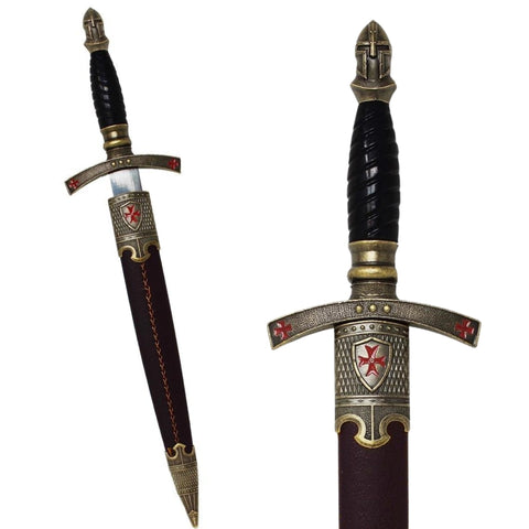 Templarų durklas su makštimi – dekoratyvinė plieno replika