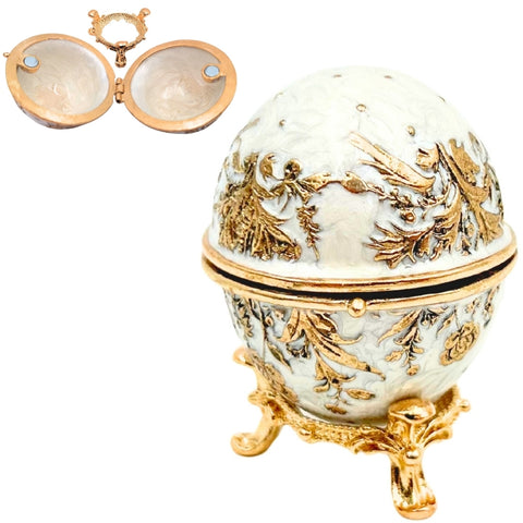 Faberžė stiliaus papuošalų dėžutė – metalinė, su kristalais, emaliuota, dovana