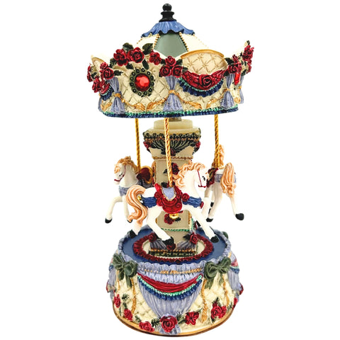 Muzikinė karuselė 18 cm su besisukančiais žirgeliais, Kalėdų melodija