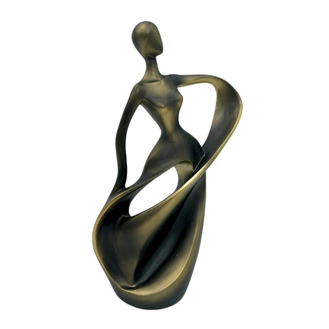 Moderni abstrakti šokėjos statulėlė, antikinio aukso, 24 cm