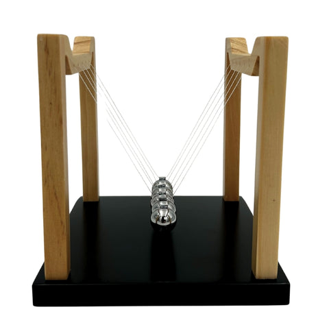 Didelis Niutono lopšys – medžio ir plieno antistresinis stalo dekoras