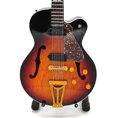 Mini gitara „Rock’n’Roll“, 1:4, rankų darbo raudonmedžio su stovu