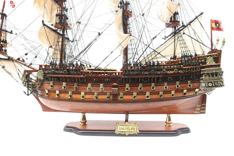 Didelis burlaivio San Felipe modelis 80 cm, rankų darbo