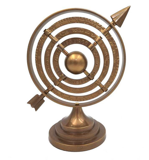 Aliumininė sferinė astrolabija 30 cm – retro jūrinė dekoracija