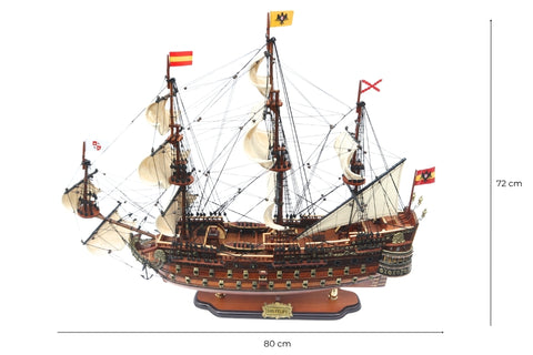 Didelis burlaivio San Felipe modelis 80 cm, rankų darbo