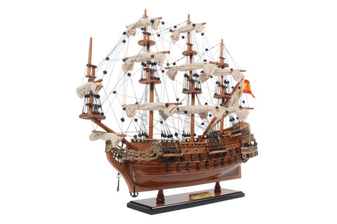 Išskirtinis San Felipe 1690 medinis burlaivio modelis – rankų darbo