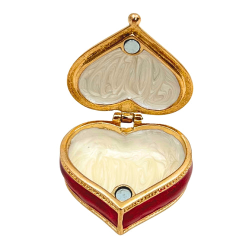 Raudona širdies formos papuošalų dėžutė su kristalais, romantiškai dovanai