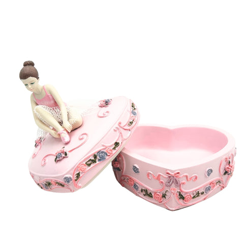 Muzikinė dėžutė „Gulbių ežeras“: širdelės forma, balerina, papuošalams