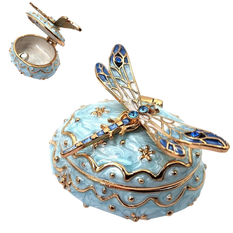 Metalinė papuošalų dėžutė su kristalais „Laumžirgis“ – elegantiška dovana