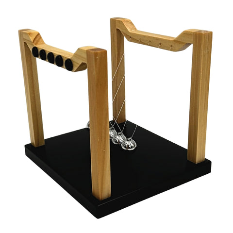 Didelis Niutono lopšys – medžio ir plieno antistresinis stalo dekoras