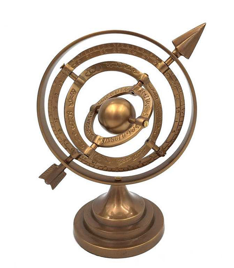 Aliumininė sferinė astrolabija 30 cm – retro jūrinė dekoracija