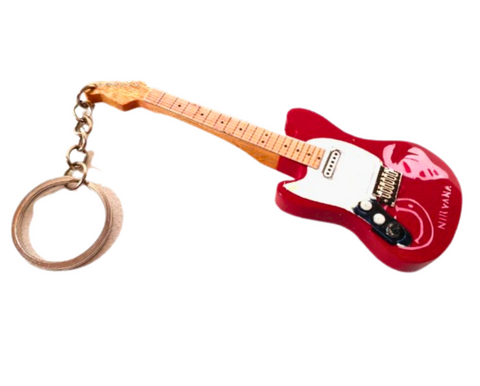 Nirvana medinis gitaros raktų pakabukas – Kurt Cobain, mahagonas, fanams