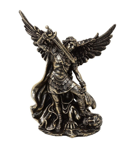 Arkangelo Mykolo statulėlė kovoje su drakonu, polirezinas, 13,5 cm