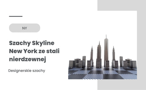 Prabangus Niujorko „Skyline“ šachmatų rinkinys, nerūdijančio plieno figūros