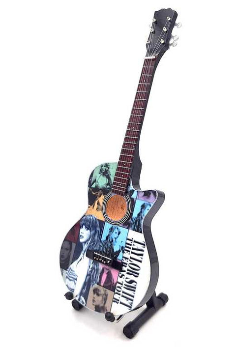 Mini dekoratyvinė mahagoninė gitara, kolekcinė 24,5 cm, Taylor Swift gerbėjams