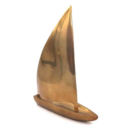 Didelis aliuminis burlaivio modelis 47×38 cm – auksinės spalvos jūrinis dekoras