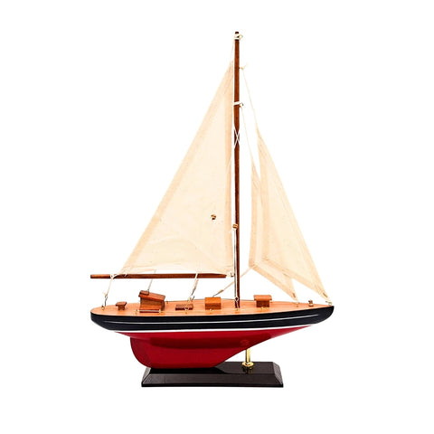 Medinis burlaivio modelis 30x42 cm – elegantiška jachtos dekoracija