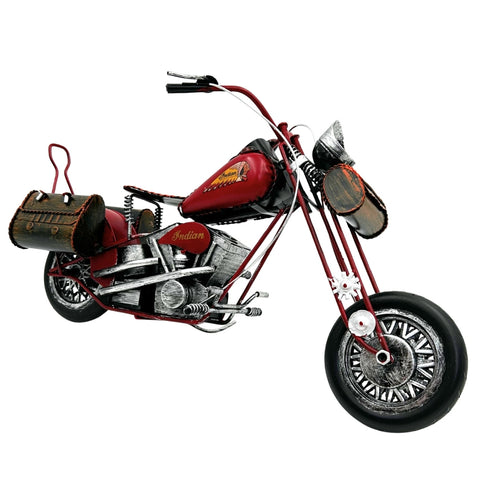 Didelis metalinis „Chopper“ motociklo modelis – raudona interjero dekoracija, dovana motociklistui