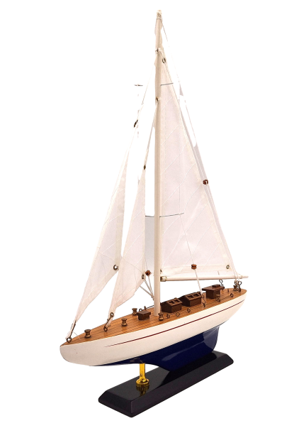 Medinis burlaivio modelis 42 cm – jūrinė interjero dekoracija, dovana