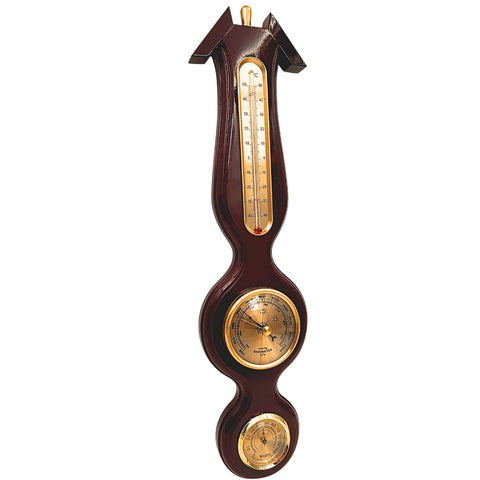 Vintažinė sieninė orų stotis: barometras, termometras, higrometras 40 cm