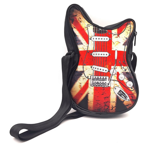 Išskirtinė gitara formos petinė rankinė su britiška vėliava – muzikos gerbėjams