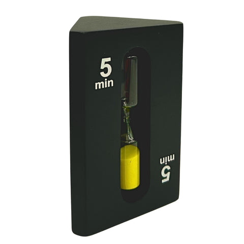 3-in-1 smėlio laikmatis 1–3–5 min, juodas MDF kubas, modernus interjerui