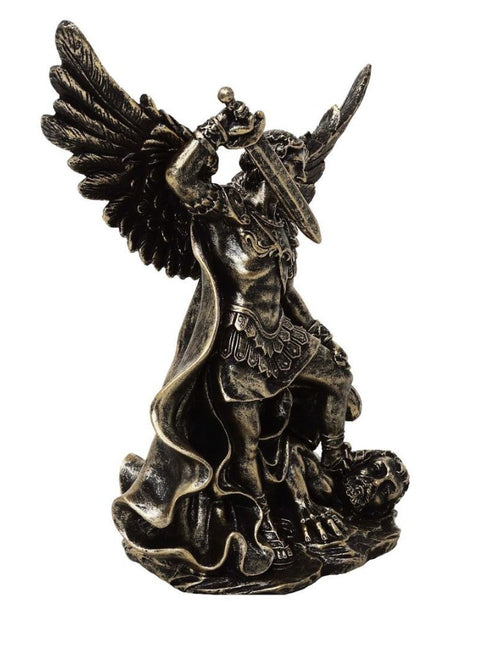 Arkangelo Mykolo statulėlė kovoje su drakonu, polirezinas, 13,5 cm