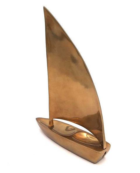 Didelis aliuminis burlaivio modelis 47×38 cm – auksinės spalvos jūrinis dekoras