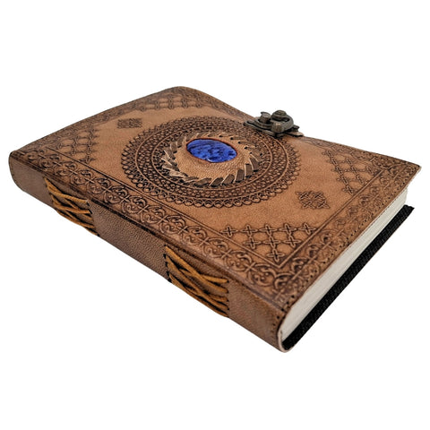 Retro odinis buivolo odos dienoraštis su akmeniu, 200 psl., 125 gsm