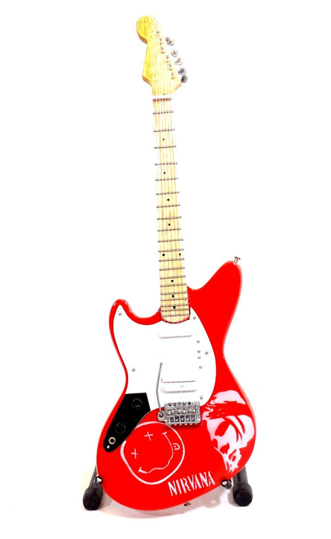 Mini gitara Nirvana / Kurt Cobain – rankų darbo, mahagonas, kolekcinė