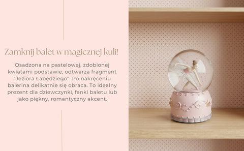 Užsukama muzikinė dėžutė su balerina stiklo rutulyje 12 cm
