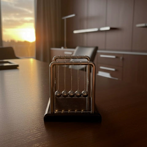 Niutono lopšys – stalinė švytuoklė, antistresinis biuro aksesuaras