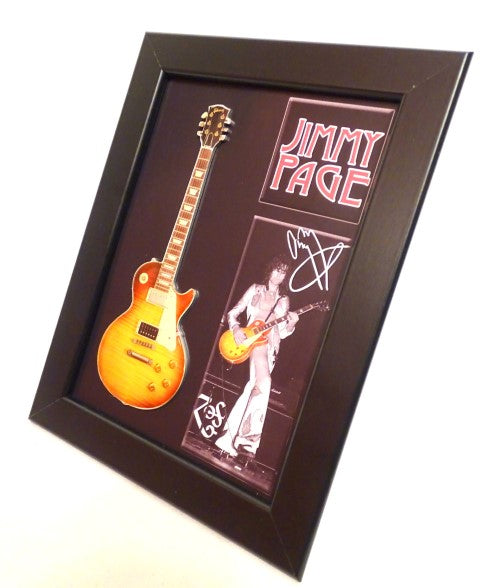 Jimmy Page mini gitara rėmelyje – kolekcinė dovana Led Zeppelin fanams
