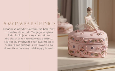 Muzikinė dėžutė „Gulbių ežeras“: širdelės forma, balerina, papuošalams