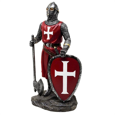 Templierių riterio statulėlė 18,5 cm – polirezinas, rankomis dažyta