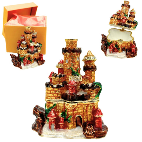 Pilies formos papuošalų dėžutė su kristalais, metalinė dekoracija