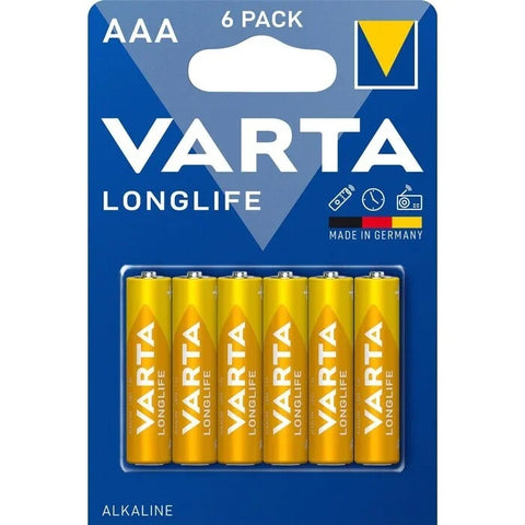 Varta Longlife AAA šarminės baterijos LR03, 6 vnt. rinkinys
