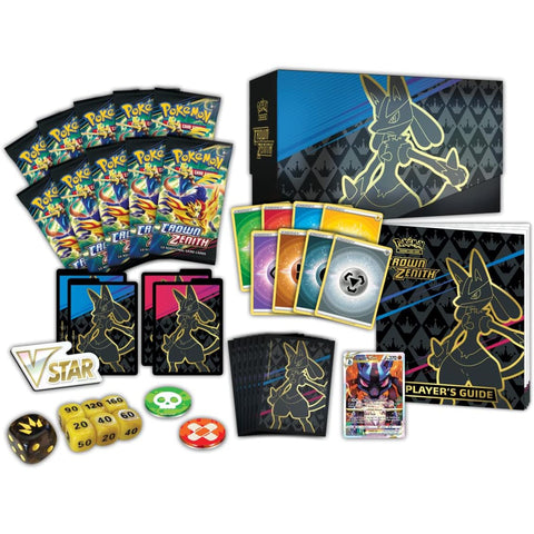 Pokémon Crown Zenith Elite Trainer Box Lucario rinkinys kolekcininkams