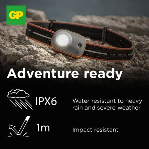 GP Xplor PHR16 įkraunamas galvos žibintas 300 lm, IPX6