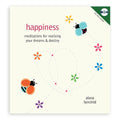 Meditacijų albumas Happiness Alana Fairchild, švelnios pastelinės pastelinės spalvos viršelis su boružėmis ir širdies takeliu, komplekte CD