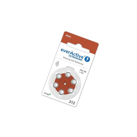 Everactive Ultrasonic 312 PR41 klausos aparatų baterijos 6 vnt. 1,45V