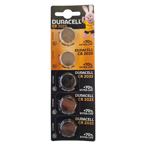 Duracell CR2025 3V ličio mygtukinės baterijos, 5 vnt. rinkinys