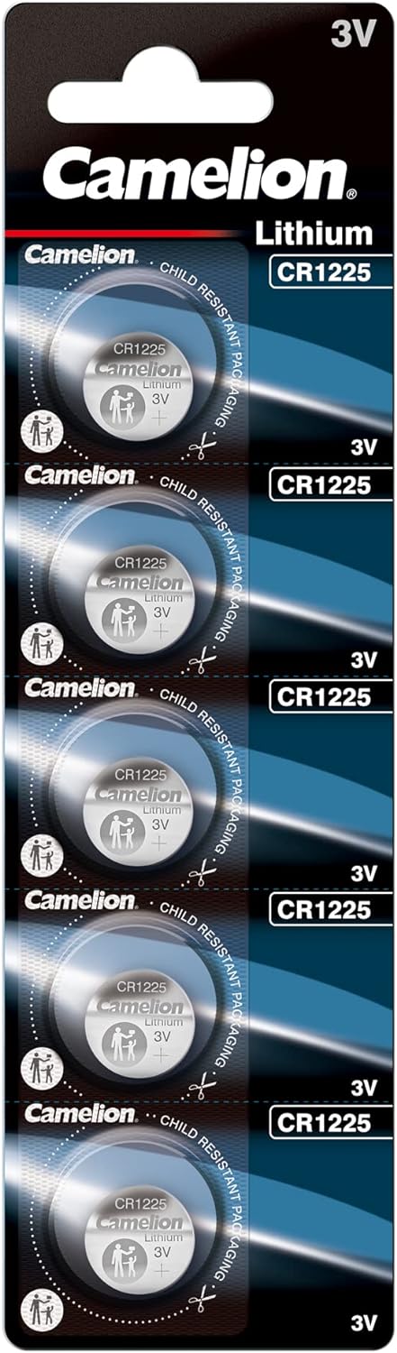 Camelion CR1225 ličio monetinės baterijos 3V, 5 vnt. rinkinis