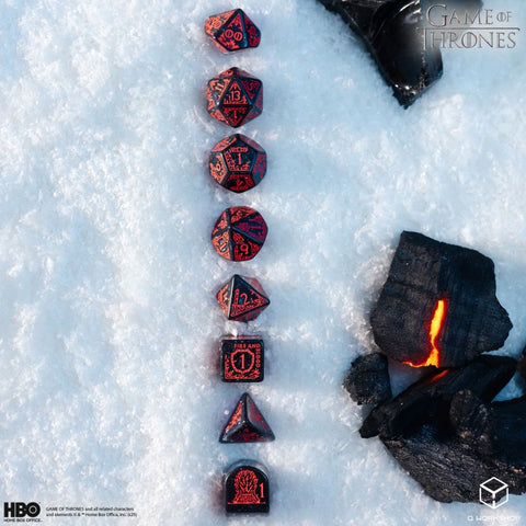 Game of Thrones Targaryen kauliukų rinkinys, juodi su raudona – Q-Workshop