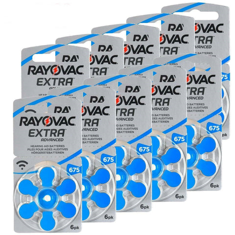 Rayovac Extra Advanced 675 klausos aparatų baterijos, 60 vnt.