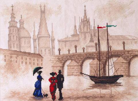 Siuvinėjimo kryželiu rinkinys „Vėjuotas miestas“, Aida 14, 39×29 cm, 13 spalvų