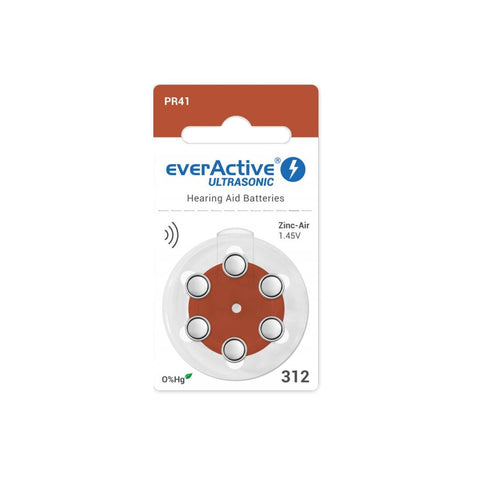 Everactive Ultrasonic 312 PR41 klausos aparatų baterijos, 60 vnt.