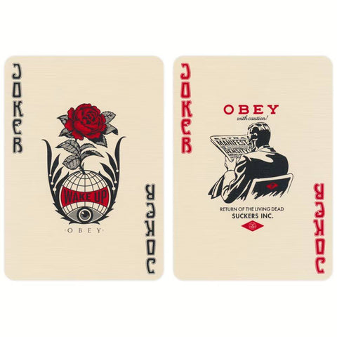 OBEY raudonos žaidimo kortos - premium, kolekcinės, pokeriui ir triukams