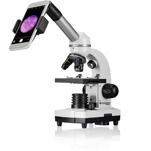 Bresser Junior Biolux mikroskopas 40–1600x su LED ir telefono adapteriu vaikams